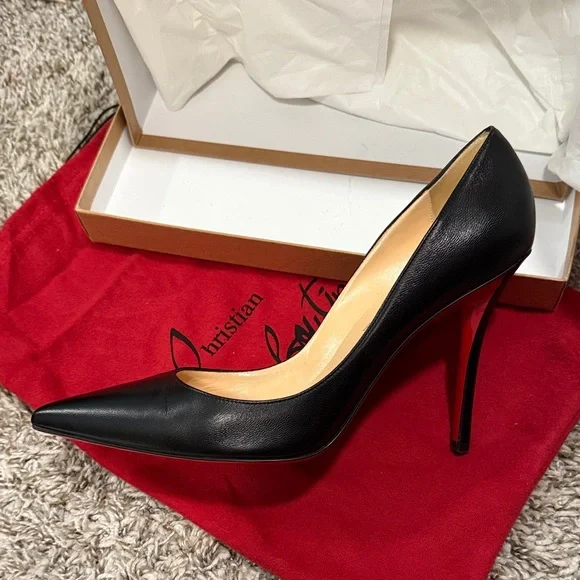 Christian Louboutin Black Heels with Signature Red Soles - Picture 7 of 11
